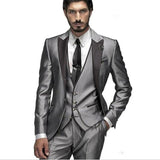 New Arrival One Button Groomsmen Peak Lapel Groom Tuxedos Men Suits Wedding/Prom Best Blazer ( Jacket+Pants+Vest+Tie)A94